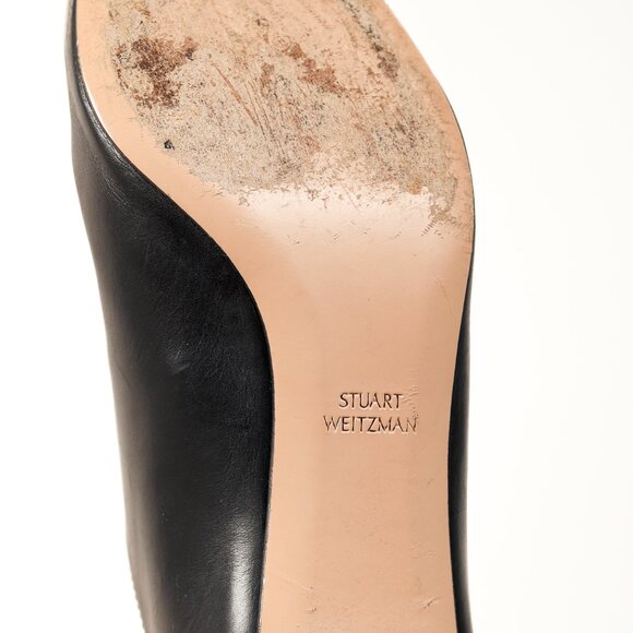 Stuart Weitzman Mira Nero Leather Pointed-Toe Mules - Picture 5 of 9